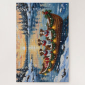 Jack Russell Terrier Christmas Boat Holiday ジグソーパズル (縦)