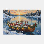 Jack Russell Terrier Christmas Boat Holiday ドアマット (正面)