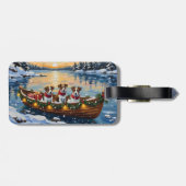 Jack Russell Terrier Christmas Boat Holiday ラゲッジタグ (裏面横)
