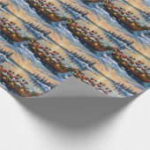 Jack Russell Terrier Christmas Boat Holiday ラッピングペーパー (角)