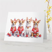 Jack Russell Terrier Christmas Dress Santa Hat カード (黄色い花)