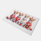 Jack Russell Terrier Christmas Dress Santa Hat ドアマット (アングル)