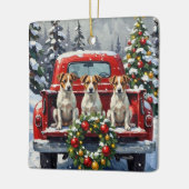 Jack Russell Terrier Christmas Red Truck Holiday セラミックオーナメント (左)