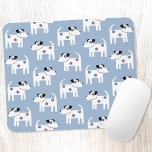 Jack Russell Terrier Dog Blue マウスパッド<br><div class="desc">A cute but feisty Jack Russell Terrier dog pattern on a blue background.  These lovely little pups are also known as Parson Russell Terriers.  Original art by Nic Squirrell.</div>
