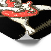 Jack Russell Terrier Dog Playing Guitar Rocker Gui ポスター (角)