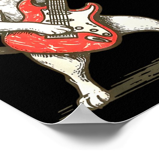 Jack Russell Terrier Dog Playing Guitar Rocker Gui ポスター (角)