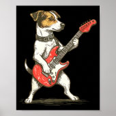 Jack Russell Terrier Dog Playing Guitar Rocker Gui ポスター (正面)