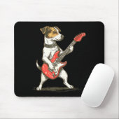 Jack Russell Terrier Dog Playing Guitar Rocker Gui マウスパッド (マウス)