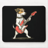 Jack Russell Terrier Dog Playing Guitar Rocker Gui マウスパッド (正面)