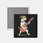 Jack Russell Terrier Dog Playing Guitar Rocker Gui マグネット (正面/裏面)