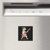 Jack Russell Terrier Dog Playing Guitar Rocker Gui マグネット (インサイチュ (食洗機))