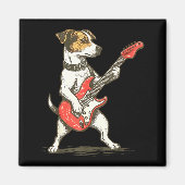 Jack Russell Terrier Dog Playing Guitar Rocker Gui マグネット (正面)