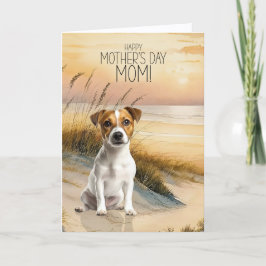 Jack Russell Terrier Dog Sunset Beach Mother's Day シーズンカード