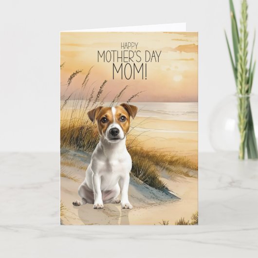 Jack Russell Terrier Dog Sunset Beach Mother's Day シーズンカード (正面)