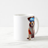 Jack Russell Terrier Ski Dog Art – Cute Winter Dog コーヒーマグカップ (正面右)