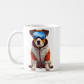 Jack Russell Terrier Ski Dog Art – Cute Winter Dog コーヒーマグカップ