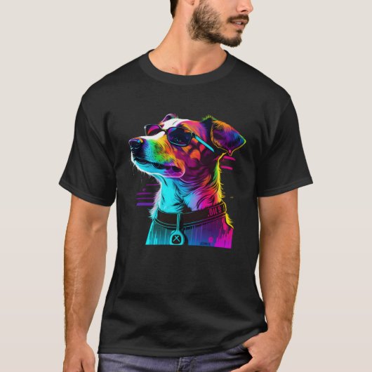 Jack Russell Terrier Synthwave  1 Tシャツ (正面)