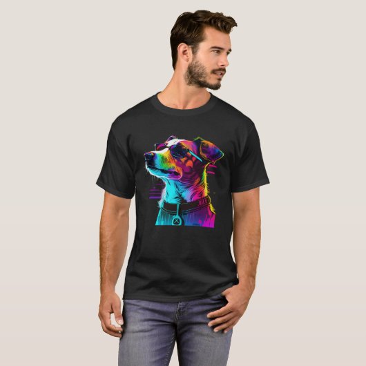Jack Russell Terrier Synthwave  1 Tシャツ (正面フル)