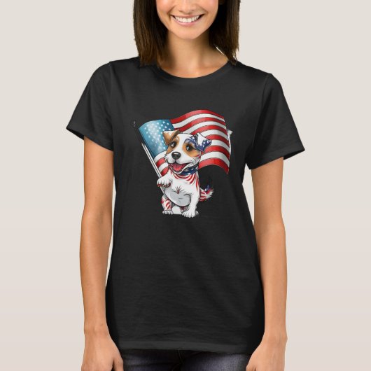 Jack Russell Terrier USA Flag Tシャツ (正面)