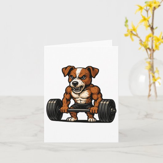 Jack Russell Terrier Weightlifting Bodybuilder Wor カード (黄色い花)