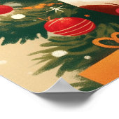 Jack Russell Terrier with Christmas Tree and Gifts ポスター (角)