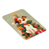 Jack Russell Terrier with Christmas Tree and Gifts マグネット (右側)