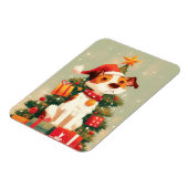 Jack Russell Terrier with Christmas Tree and Gifts マグネット (左側)