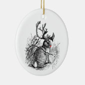 Jackalopeの赤いゆっくり進られたオーナメント セラミックオーナメント (右)