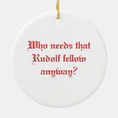 Jackalopeの赤いゆっくり進られたオーナメント セラミックオーナメント (裏面)