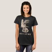 Jackalope BELIEVE Magical Creature Mythological Fa Tシャツ (正面フル)