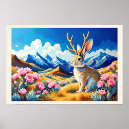 Jackalope Mountain Desert Just for Fun ポスター