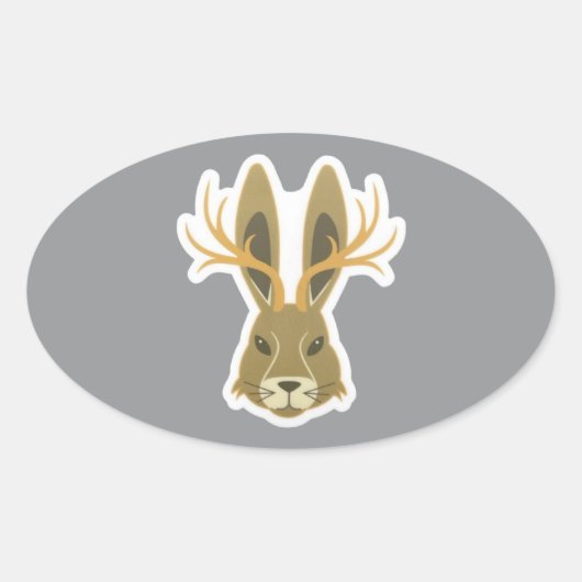 Jackalope, Vinyl Sticker 楕円形シール (正面)