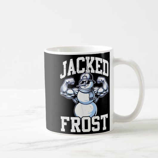 Jacked Frost Muscular Snowman Vintage Gym  コーヒーマグカップ (右)