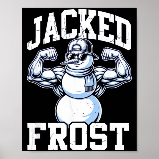 Jacked Frost Muscular Snowman Vintage Gym  ポスター (正面)