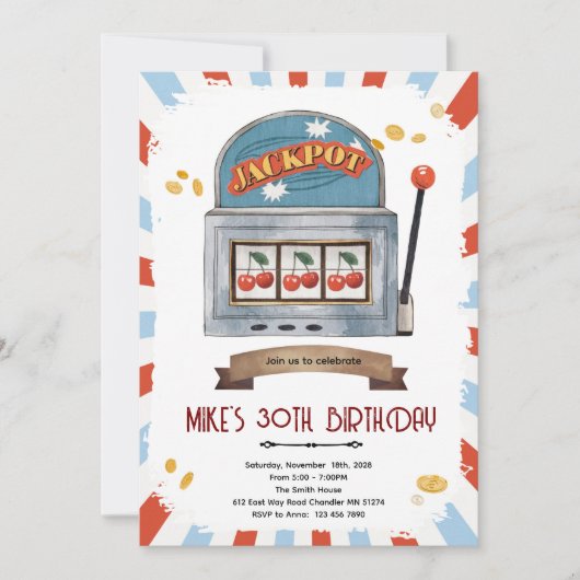 Jackpot casino party theme invitation 招待状 (正面)