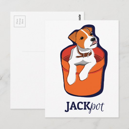 "Jackpot" Jack Russell Terrier Card ポストカード (正面/裏面)