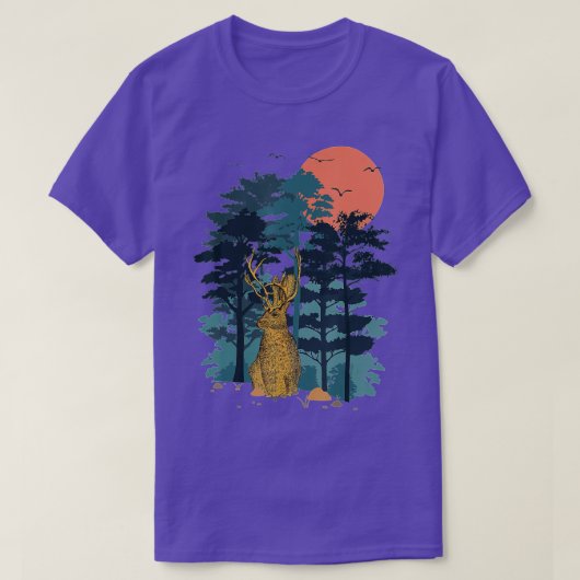 Jackrabbit Mountain Pine Tree Sky Birds are Flying Tシャツ (デザイン正面)