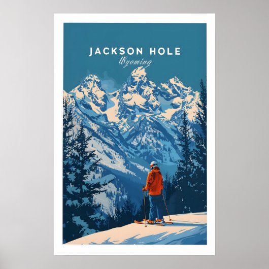 Jackson Hole Ski Poster - Wyoming 1 ポスター (正面)