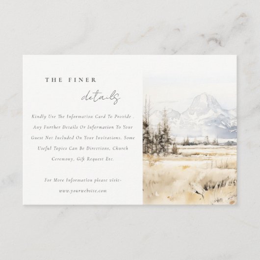 Jackson Hole Wyoming Landscape Wedding Details エンクロージャーカード (正面)