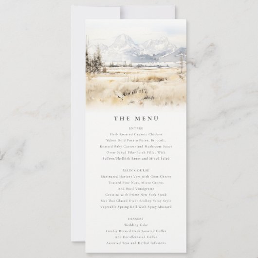 Jackson Hole Wyoming Landscape Wedding Menu Card 招待状 (正面)