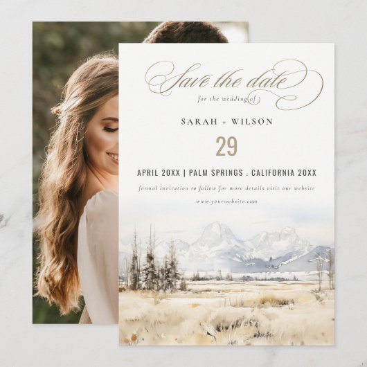 Jackson Hole Wyoming Landscape Wedding Photo セーブザデート (正面/裏面)