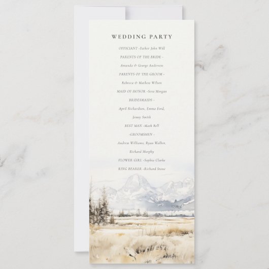 Jackson Hole Wyoming Landscape Wedding Program 招待状 (裏面)