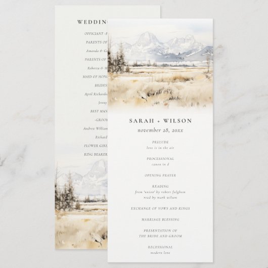 Jackson Hole Wyoming Landscape Wedding Program 招待状 (正面/裏面)