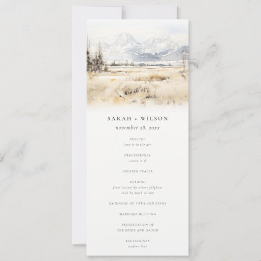 Jackson Hole Wyoming Landscape Wedding Program 招待状 (正面)