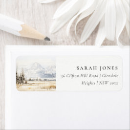 Jackson Hole Wyoming Watercolor Landscape Address ラベル