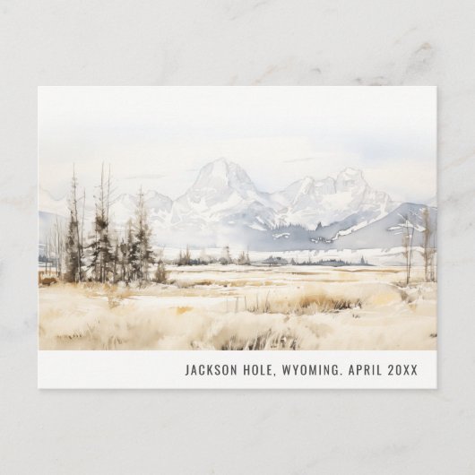 Jackson Hole Wyoming Watercolor Landscape Travel シーズンポストカード (正面)