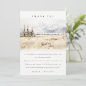Jackson Hole Wyoming Watercolor Landscape Wedding サンキューカード (スタンド正面)