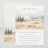 Jackson Hole Wyoming Watercolor Landscape Wedding サンキューカード (正面/裏面)