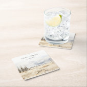 Jackson Hole Wyoming Watercolor Landscape Wedding スクエアペーパーコースター (インサイチュ)