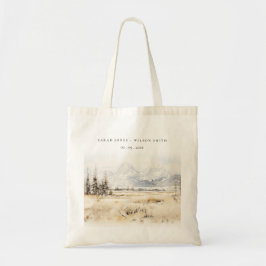 Jackson Hole Wyoming Watercolor Landscape Wedding トートバッグ